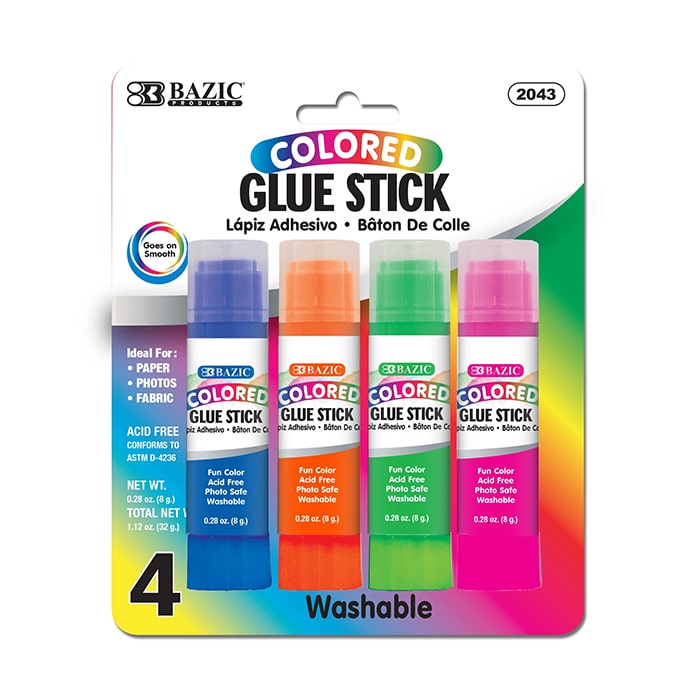 0.28 Oz (8g) 4 Washable Colored Glue Stick - The CEO Creative