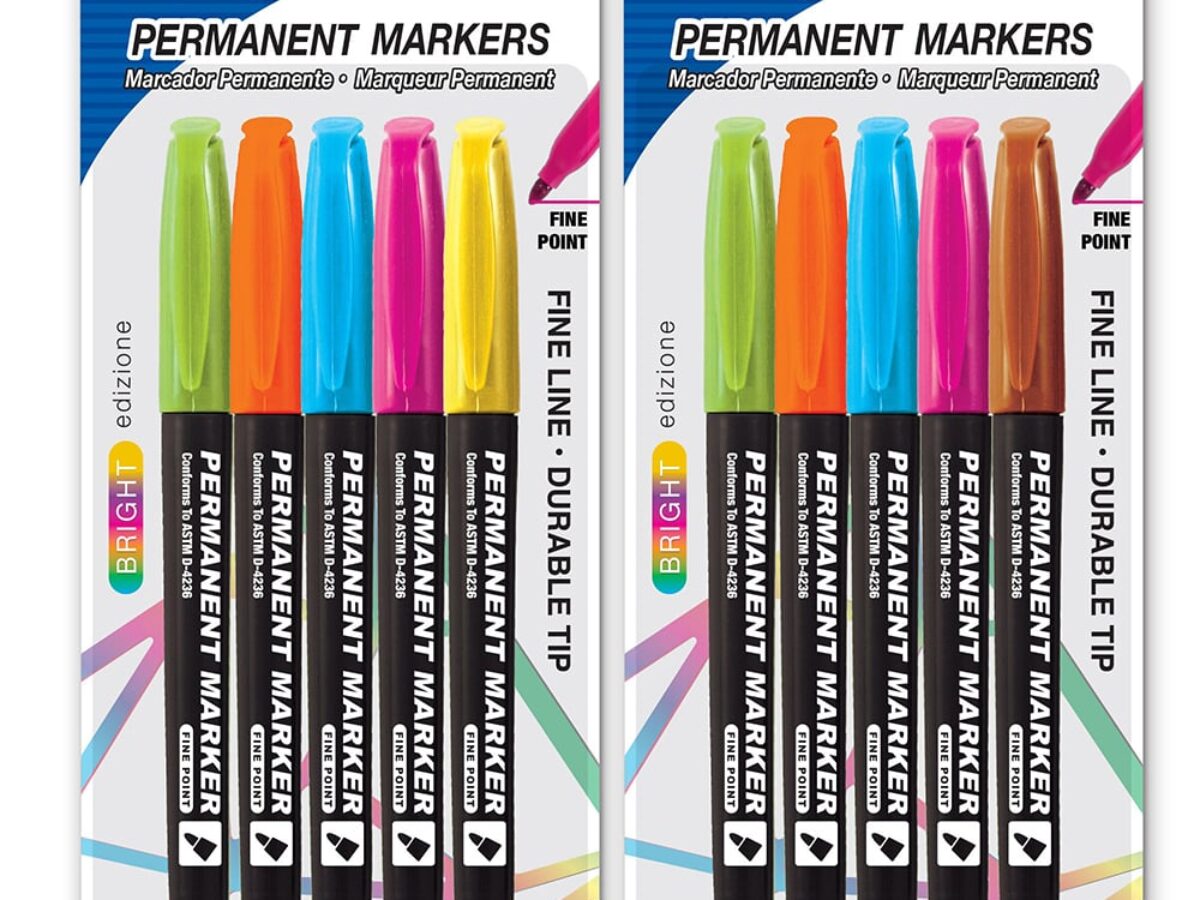 BAZIC Washable Markers Fine Line 12 Color, Thin Tip Coloring Marker, Non  Toxic M