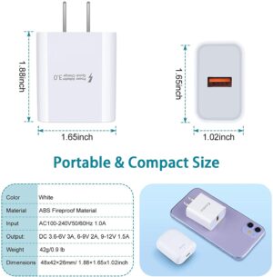 Quick Charge 3.0, 18W 3Amp USB Wall Charger
