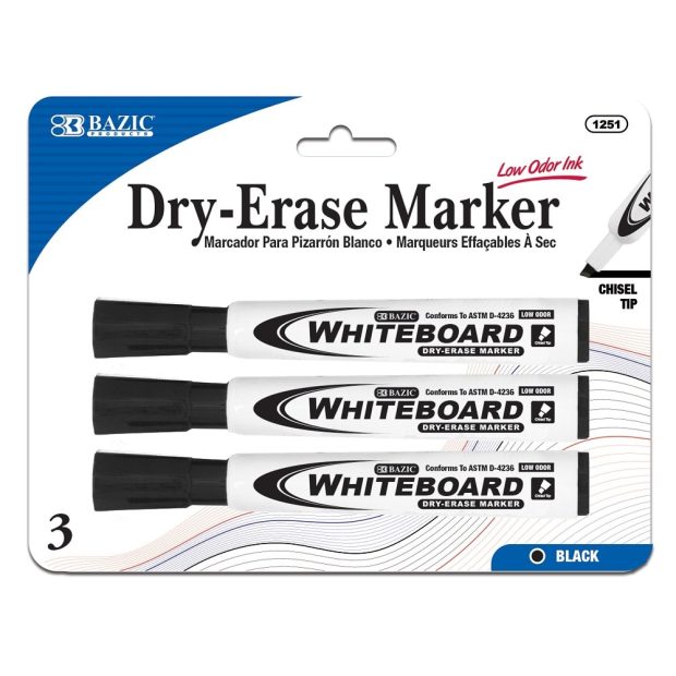 Black Chisel Tip DryErase Markers (3/Pack) The CEO Creative