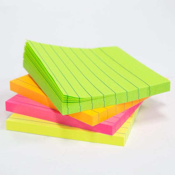 70 Ct. 3" X 3" Neon Lined Stick On Notes