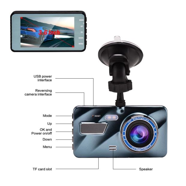 3 in 1 Rear View Dual Camera Full HD Night Vision Car Dash Camera - The ...