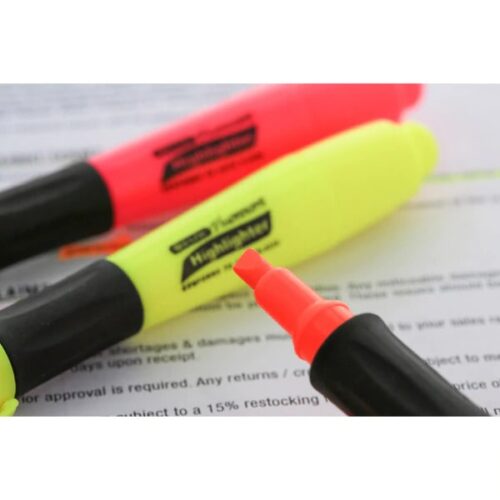 Desk Style Fluorescent Highlighters w/ Cushion Grip (3/Pack)
