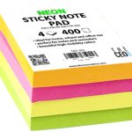 100 Ct. 3X 3 Fluorescent Stick On Notes (4/Shrink) – Sticky Notes