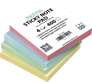 100 Ct. 3X 3 Pastel Stick On Notes (4/Shrink) – Sticky Notes