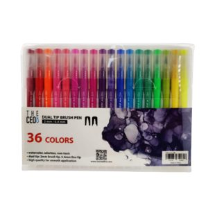Dual Brush Pens, Set of 36 Colors, Sketch Markers with Fine & Brush Tips