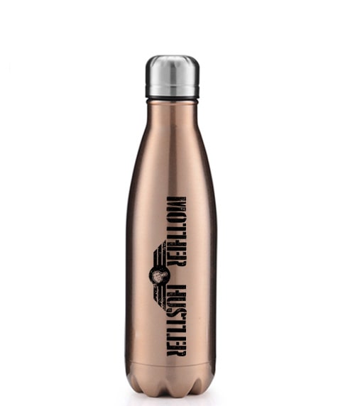 Mother Hustler 17oz Stainless Steel Water Bottle Triple-Insulated Rose Gold