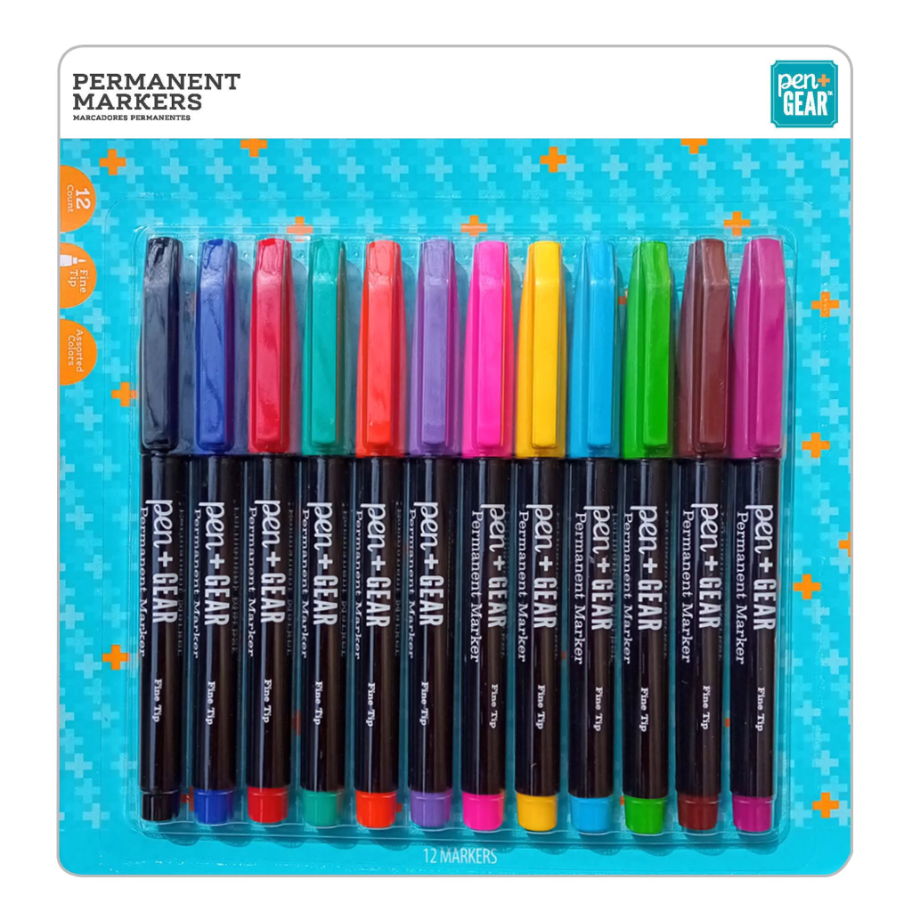 Permanent Markers Bulk 144 Packs of 12 Assorted Colors, LiqInkol Fine Tip of 12 Bright Colors Fine Point Permanent Markers for Kids and Adult