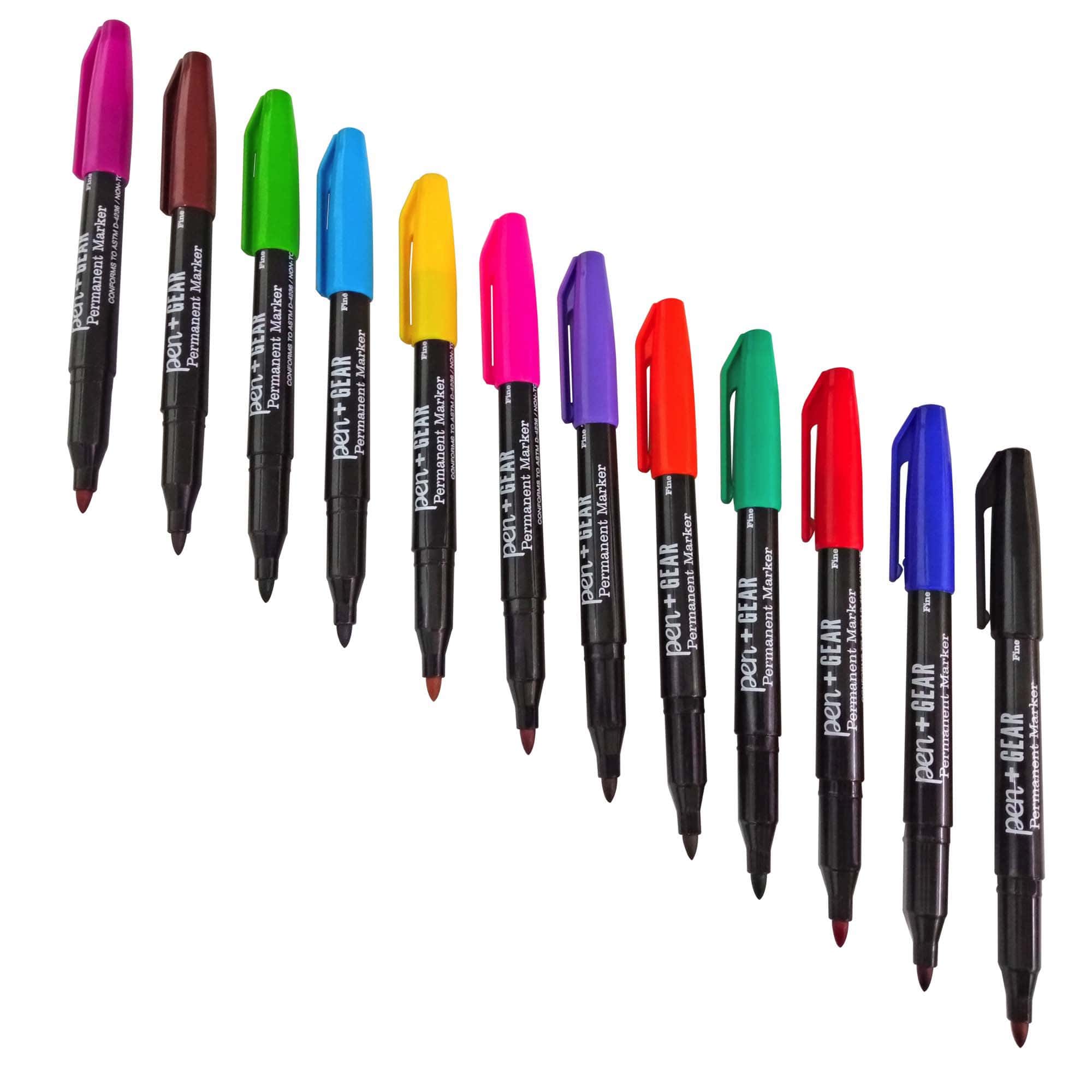 12CT Pen+Gear Permanent Markers, Assorted Colors, Non-Toxic 