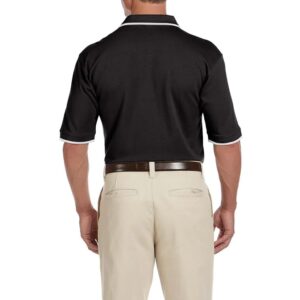 Harriton Fashion Polo With Tipping - Black/White