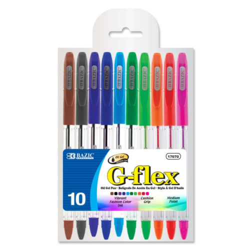 G-Flex 10 Color Oil-Gel Ink Pen w/ Cushion Grip