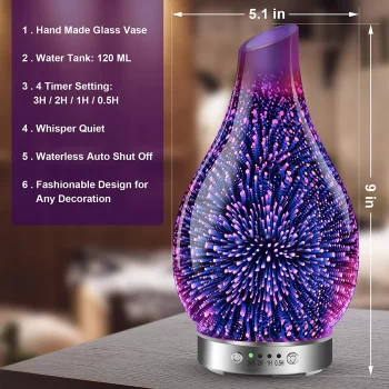 Glass Aromatherapy Essential Oil LED Diffuser