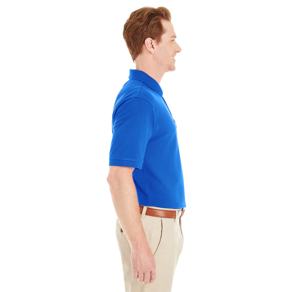 Harriton Men's Cotton Pique Short-Sleeve Pocket Polo - True Royal