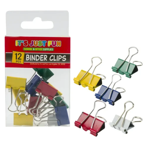 12pc Binder Clips- Color Mixed