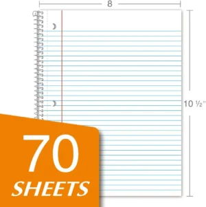70ct Spiral Wide Ruled 1 Subject Notebook - Random Color