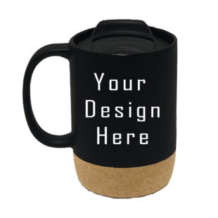 Customizable 15oz Insulated Ceramic Cup Cork Bottom Mug - Black