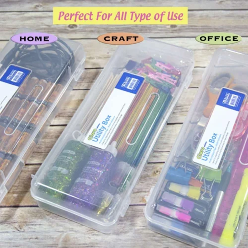 Pencil Case Multipurpose Utility Box Ruler Length - Clear