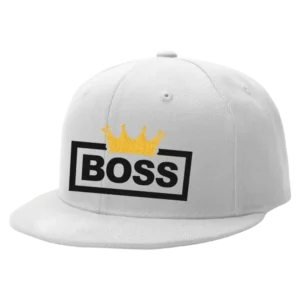Boss Crown Embroidered Flat Bill Snapback Cap