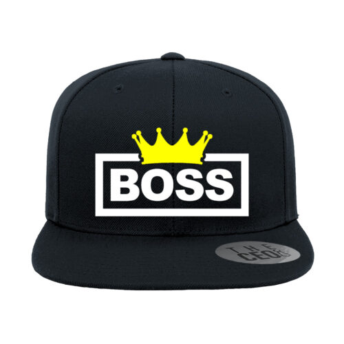 Boss Crown Embroidered Flat Bill Snapback Cap