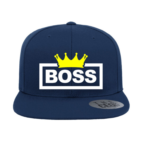 Boss Crown Embroidered Flat Bill Snapback Cap