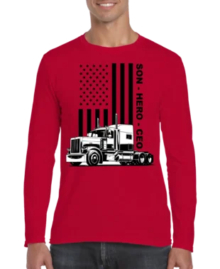 USA Trucker, Son, Hero, CEO Men's Long Sleeve Shirt
