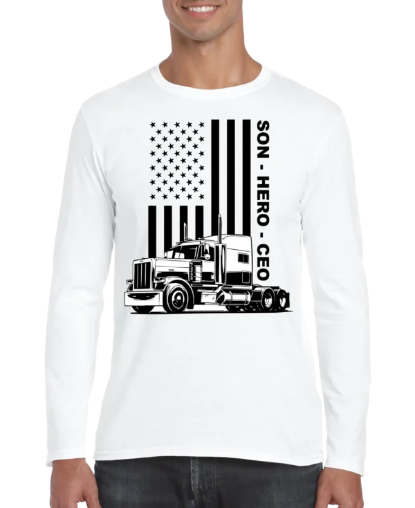 USA Trucker, Son, Hero, CEO Men's Long Sleeve Shirt