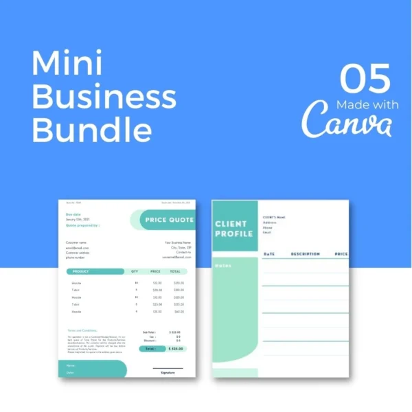 Downloadable Mini Business Template Bundle Style #2