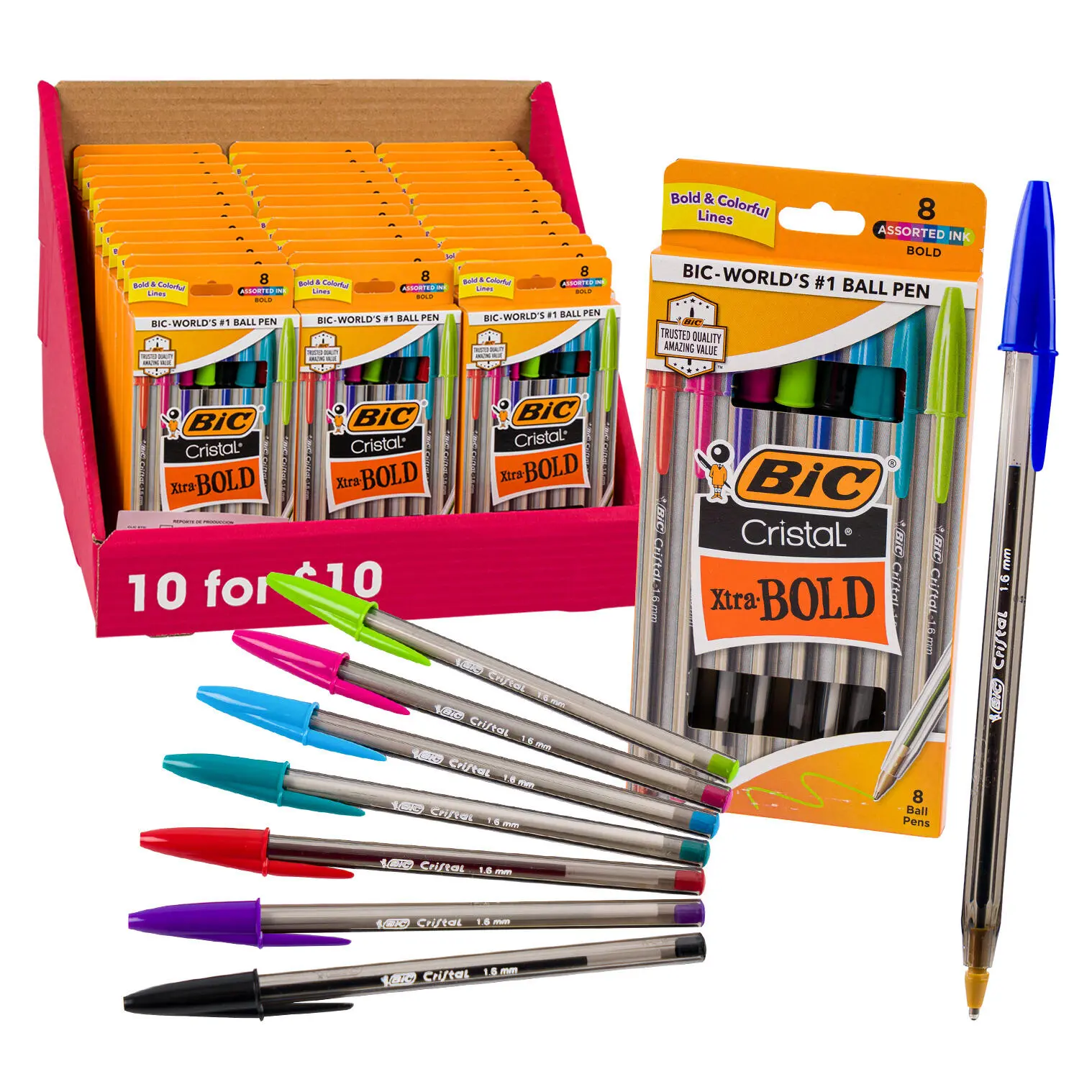 Bic Cristal Fine Ballpoint Pen Pack of 4 Assorted