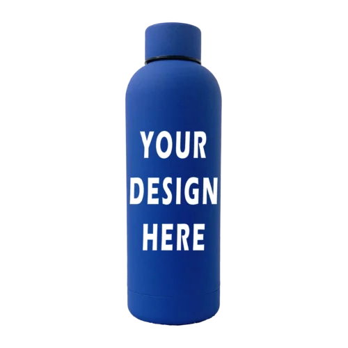 Customizable 17oz Rubber Bottle - Blue