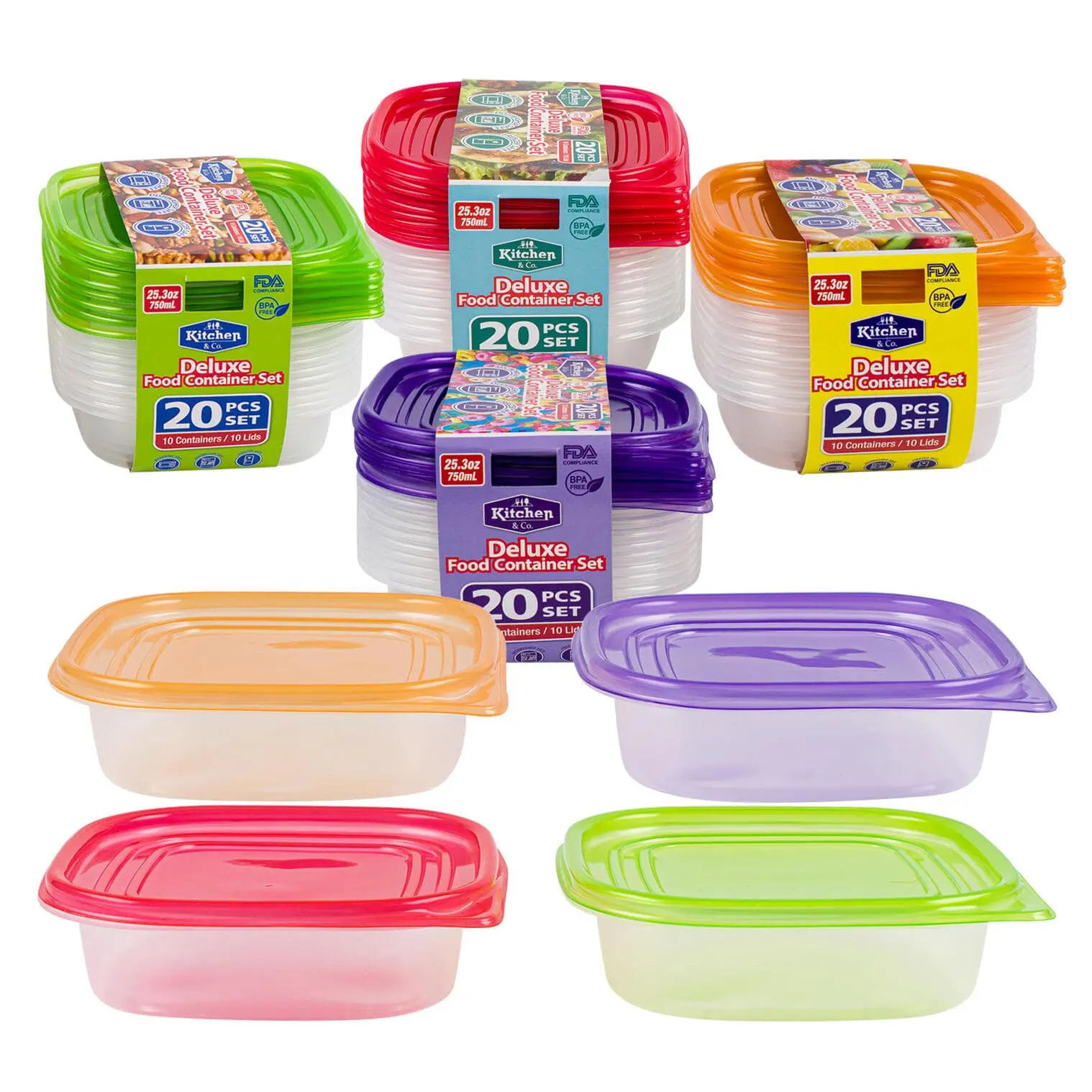 20pc 25.3oz Shallow Food Container Set - The CEO Creative