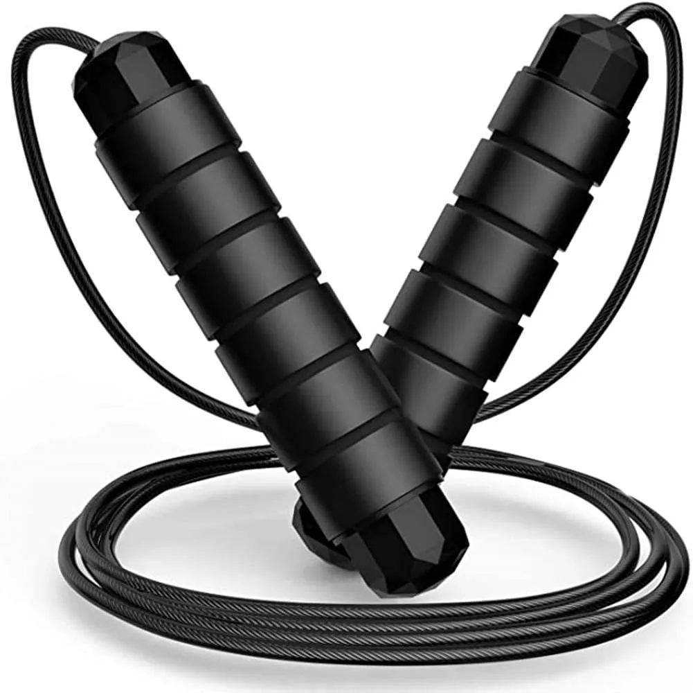 Athletic Works Adjustable Weighted Jump Rope, Adjusts up to 9' Length,  Black 