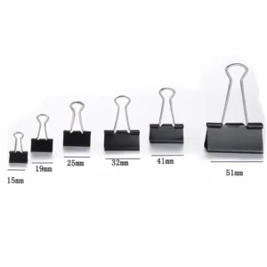 15mm metal binder clips black long tail for office binding supplies