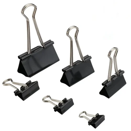 51mm binder clips, 12 black metal paper clamps, customizable.