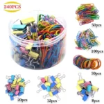 Colorful Mixed Paper Clips Rubber Band With Binder Clips Stationery Set For Kids