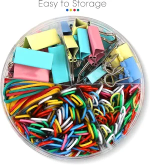 Colorful Mixed Paper Clips Rubber Band With Binder Clips Stationery Set For Kids