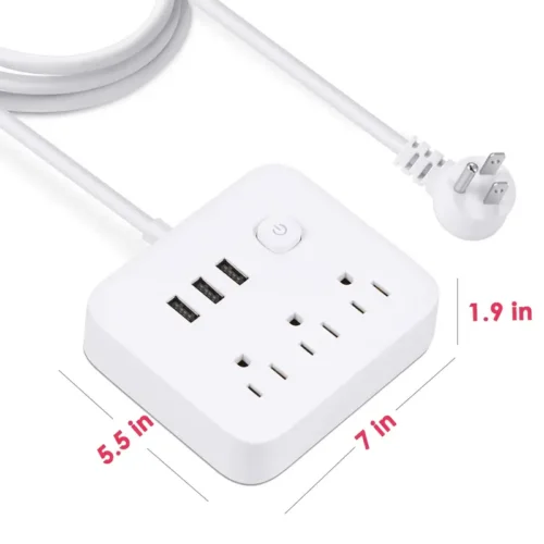 Power Strip Surge Protector(900J), 3 AC Outlets And 3 USB Port With Power Switch Outlet Extender (US Standard US Plug)