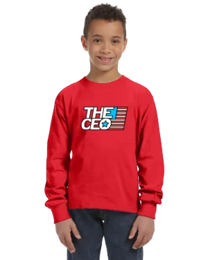 American Flag The CEO Unisex Youth Long Sleeve T-Shirt