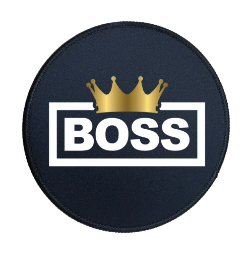 Boss Crown Premium Round Mouse Pad With Stitched Edges