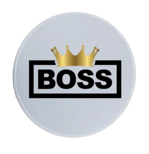 Boss Crown Premium Round Mouse Pad With Stitched Edges