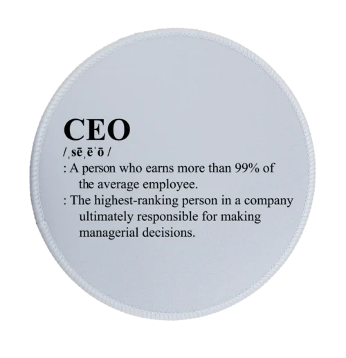 CEO Definition Premium Round Mouse Pad With Stitched Edges