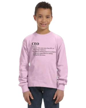 CEO Definition Unisex Youth Long Sleeve 100% Cotton Shirt