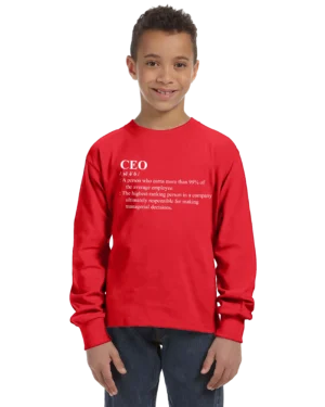 CEO Definition Unisex Youth Long Sleeve 100% Cotton Shirt