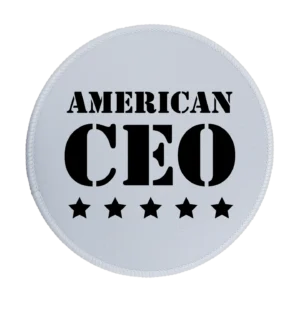 Five Star American CEO Premium Round Mouse Pad With Stitched Edges