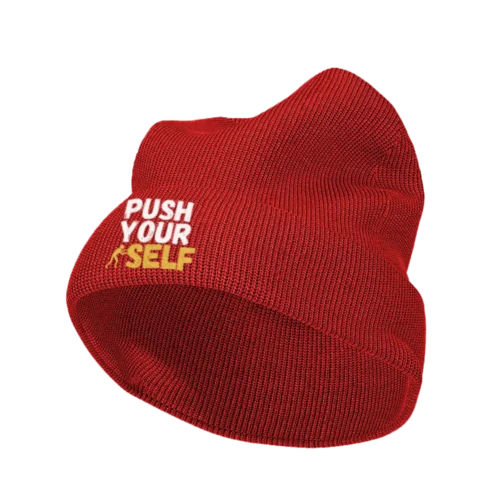 Push Your Self Embroidered Beanie Hat