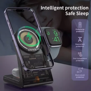 3-in-1 Transparent Wireless Charger Stand for iPhone 14/13, iWatch, AirPods