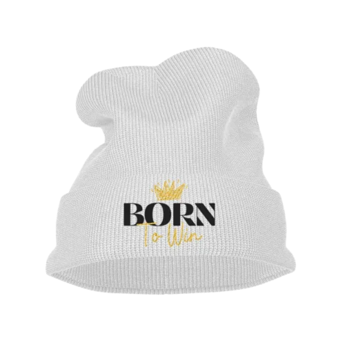 Born To Win Embroidered Beanie Hat