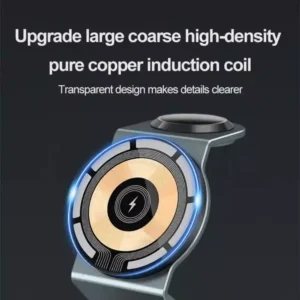 TWC-124 3 in 1 Transparent 15W Magnetic Wireless Charger Pad holder