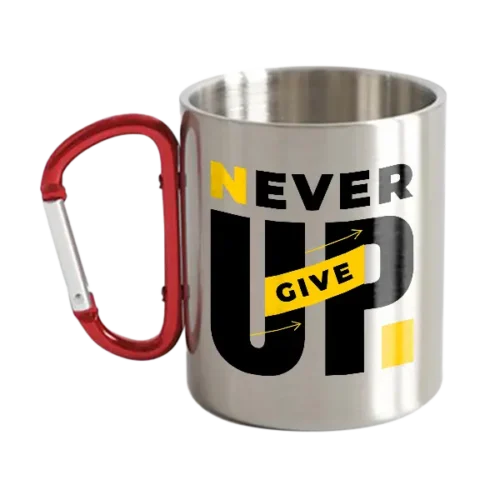Never Give Up Carabiner Mug 12oz