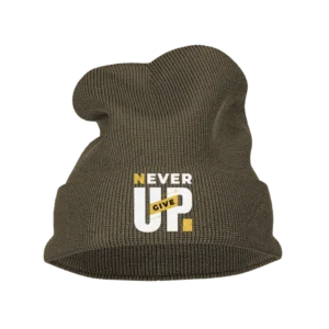 Never Give Up Embroidered Beanie Hat