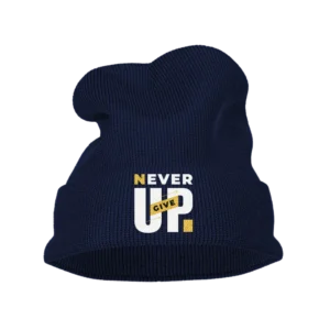 Never Give Up Embroidered Beanie Hat